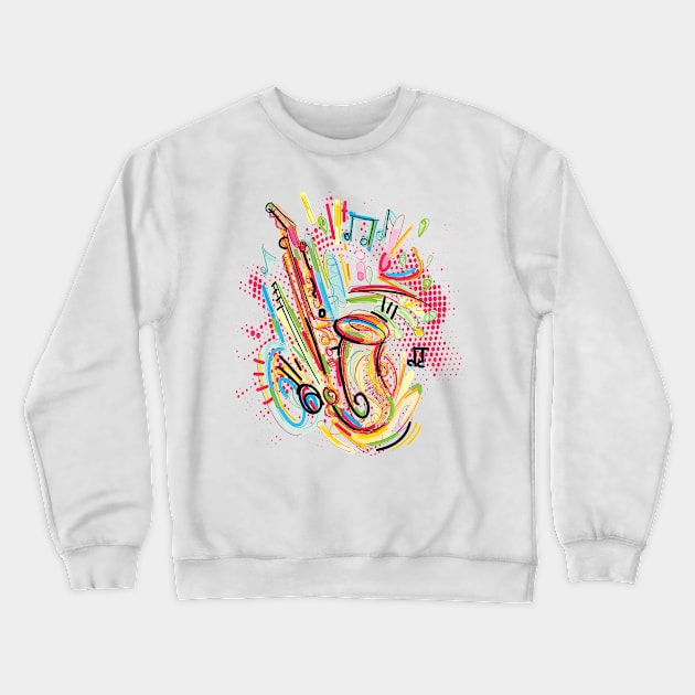 Hand Drawn Sax Crewneck Sweatshirt by The Lucid Frog